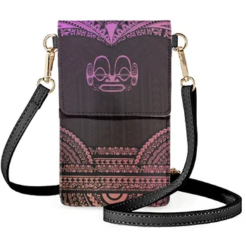 Кожена чанта за мобилен телефон с оригинален племенни модел, дамски чанти на рамо, диагонално стил, фраза за момичета, чанта за пазаруване