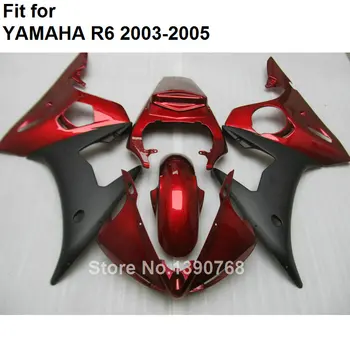 Лидер в продажбите, обтекатели за Yamaha YZF R6 2003 2004 2005, с цвят на червено вино, черен, работни част на тялото, комплект обтекателей YZFR6 03 04 05 BC25