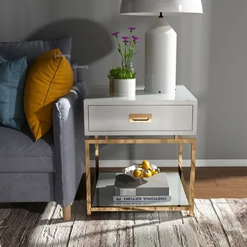 Модерна минималистичная Мебели за дневна, малка странична масичка, Шкаф за съхранение на спалня от неръждаема стомана, малки шкафчета за кутиите в апартамент