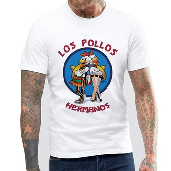 Мъжки модни тениска Los Pollos с къс ръкав, забавни тениски Breaking Bad, хипстерские стръмни върхове с кръгло деколте