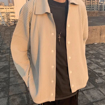 Мъжки плиссированная яке Miyake, всекидневни жилетка, палто копчета