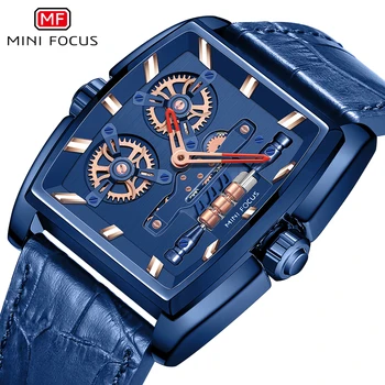Мъжки часовник MINI FOCUS, най-добрата марка, луксозен дизайн, кварцов часовник, мъжки часовник, мрежест каишка от неръждаема стомана и кожена каишка 30 м., водоустойчива