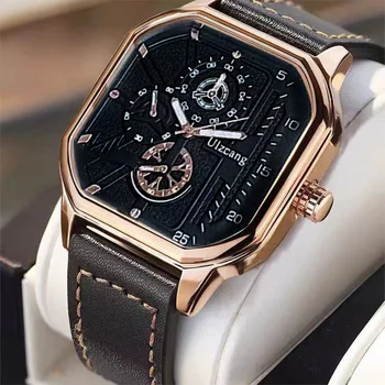 Мъжки часовник Изискан Мъжки Кожени кварцов ръчен часовник Елегантен бизнес нежни часовници Случайни подарък Relogio Masculino Fashion Saati