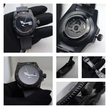 Напълно черни мъжки часовник прозрачни механични ръчни часовници оригинални японски автоматични часовници NH35 за мъже Модел за ремонт