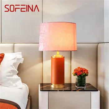Настолна лампа SOFEINA, Месинг Червена Настолна лампа, Модерна творческа led украса за Дома, Спални