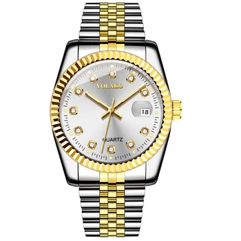 Нов модерен мъжки часовник с календар, часовник на лента от неръждаема стомана, мъжки кварцови часовници с диаманти, ежедневни часовници Relogio Masculino