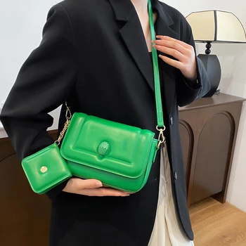 Нова дамски квадратна чанта, обикновен портфейл за монети от изкуствена кожа, модерен универсален Регулируем женствена чанта през рамо с голям капацитет