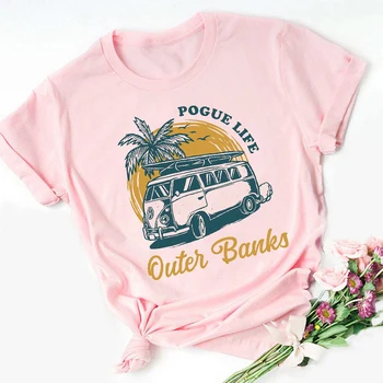 Нова Тениска OBX Outer Banks С Графичен Принтом, Тениска Поуг Life, Ризи с къс ръкав, Розова Дамска Тениска, Дамски Дрехи, Блузи 90-те години