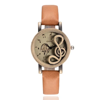 Нови дамски часовници Луксозни дамски музикални ноти от Ежедневните кварцови часовници Дамски часовници с кожена каишка на Relogio Feminino Горещи