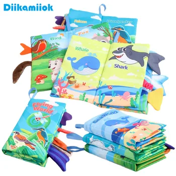 Нови детски тъканни книги за обучение зрение и слуха, играчки за ранното развитие, детска мультяшная книга с опашките на животните за деца 12-72 месеца