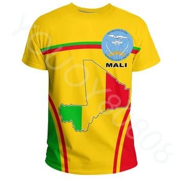 Нови Летни ежедневни жилетки, облекло за африканската зона, мъжки свободна градинска облекло, тениски с активен флага Мали