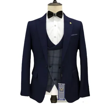 Новост 2023 г., европейски и американски костюм, мъжки бизнес облекло за сватбен банкет от три елемента, мъжки костюм за кума с штанами
