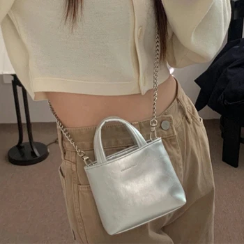 Обикновен женски малки чанти през рамо, модни дамски чанти-тоут с веригата, чанти през рамо, проста жена квадратен клатч, чантата, чанти