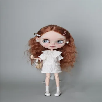 Облекло за кукли Blythes подходящ за размера на 1/6 OB24, модни нова бяла малка пола, тамян, куклен яка, аксесоари за женските кукли