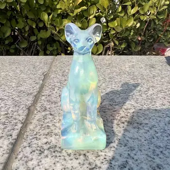 ограненный натурален опаловый котка декорация за дома в подарък