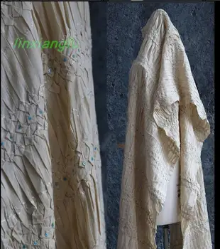 Памучни и ленени тъкани с естествени цветове, от плат със специална текстура, преработени жакард плат за дрехи в сгънат вид, дизайнерски тъкани