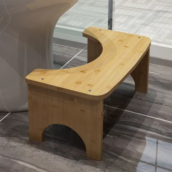 Практичен бамбуков стол за тоалетна за деца и възрастни, сверхпрочная подвижни мебели С-образна форма, удобна за 35 градуса
