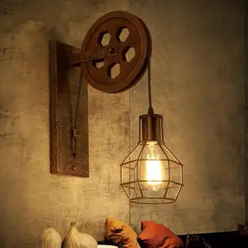Ретро Ретро, с монтиран на стената лампа, Промишлен, с монтиран на стената лампа с абажуром, Iron таванско помещение, кафе-бар, Регулируеми халба бира, монтиран на стената лампа, LED украса