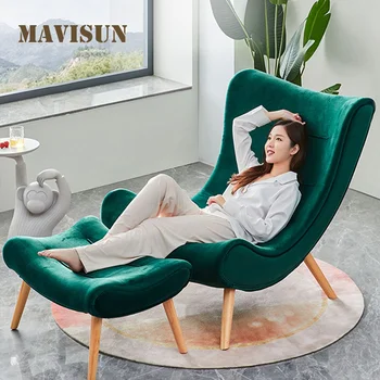 Стол за почивка на пода, зелена Скандинавски Модерна Мързелива Хол, Тераса, Спалня, Стол за почивка, минималистични диван с мека тапицерия
