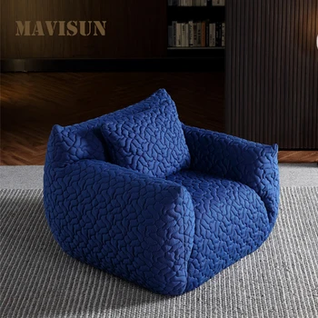 Столове-мека мебел за дневна в италиански стил, изпълнен с гъба с висока плътност, Лесна трикотажная плат, синьо минималистичное стол за почивка