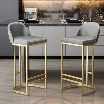 Съвременните леки луксозни бар столове, творчески бар стол в скандинавски стил, лесен висок бар стол, столове с кожена облегалка, Мебели за тераса