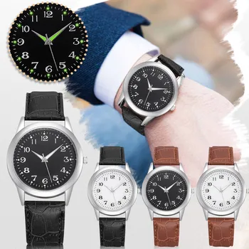 Съвременните модни черен кварцов мъжки часовник с циферблат, кожена каишка, висококачествени ръчни часовници, тънки за мъже, Директна доставка