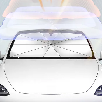 Телескопична авто козирка за топлоизолация и намаляване на температурата, подходяща за чадър тип Tesla Авто козирка от слънцето