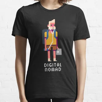тениска digital nomad, бели тениски за жени, тениски за жени, тениски с графичен дизайн, дамска мода