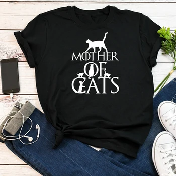 Тениска с сладък котка, подарък на майка ми, забавна тениска с анимационни графики принтом, топ, летни мъжки и женски удобни свободни тениски Camisetas Masculina