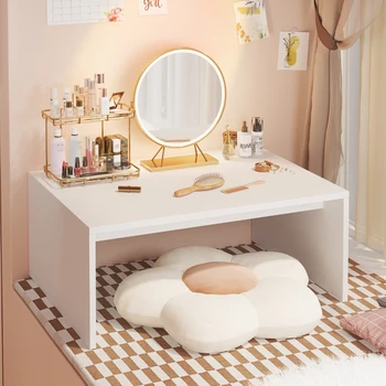 Тоалетка с чекмедже за спалнята, Огледало, стол, скандинавски Тоалетка, led осветителни тела, Класически декоративни мебели за дома HY