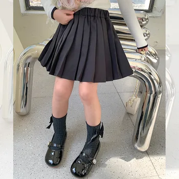Удобни ежедневни плиссированная пола в пода на тялото за момичета, стил Baby Academy, 2023 Пролетно нова детска плиссированная къса пола, Бутик