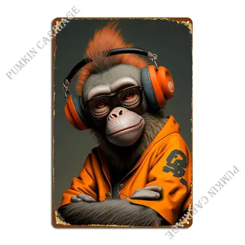 Хип-хоп маймуна Метални табели плакат Бар Хол с домашно кино лидице знак плакат