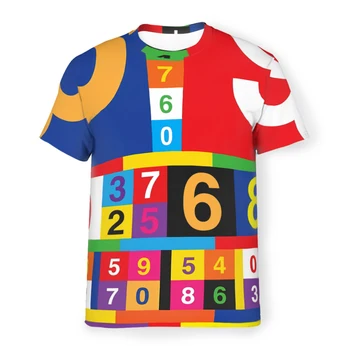Цветни тениски от полиестер с принтом цифри, Мъжки Тънка фланелка, Забавни Върхове