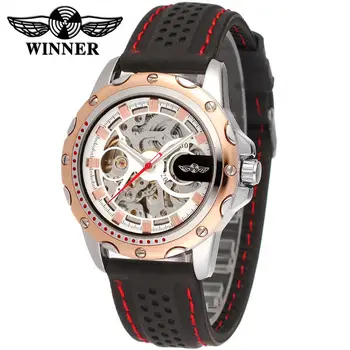 часовник Winner собствена марка на поръчка, T-winner, лидер на продажбите, силиконов каучук, автоматични механични ежедневни мъжки часовник