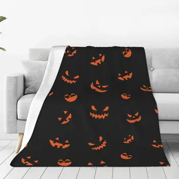 Честит Хелоуин, възли одеяла, фланелен одеяла с тыквенным ужас, ултра-меки одеяла за дома на дивана, юрган за спалня