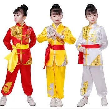 Шаолиньские бойни изкуства сценичното представяне на китайски костюми кунг-фу детски дрехи за бойни изкуства тренировочная облекло тайдзи за момчета и момичета