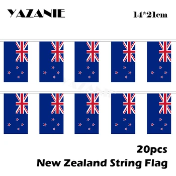 ЯЗАНИ 14*21 см 20 броя 5 метра нова зеландия струнен флаг Националната държава Окачен флаг Полиестер банер за украса на Промоция